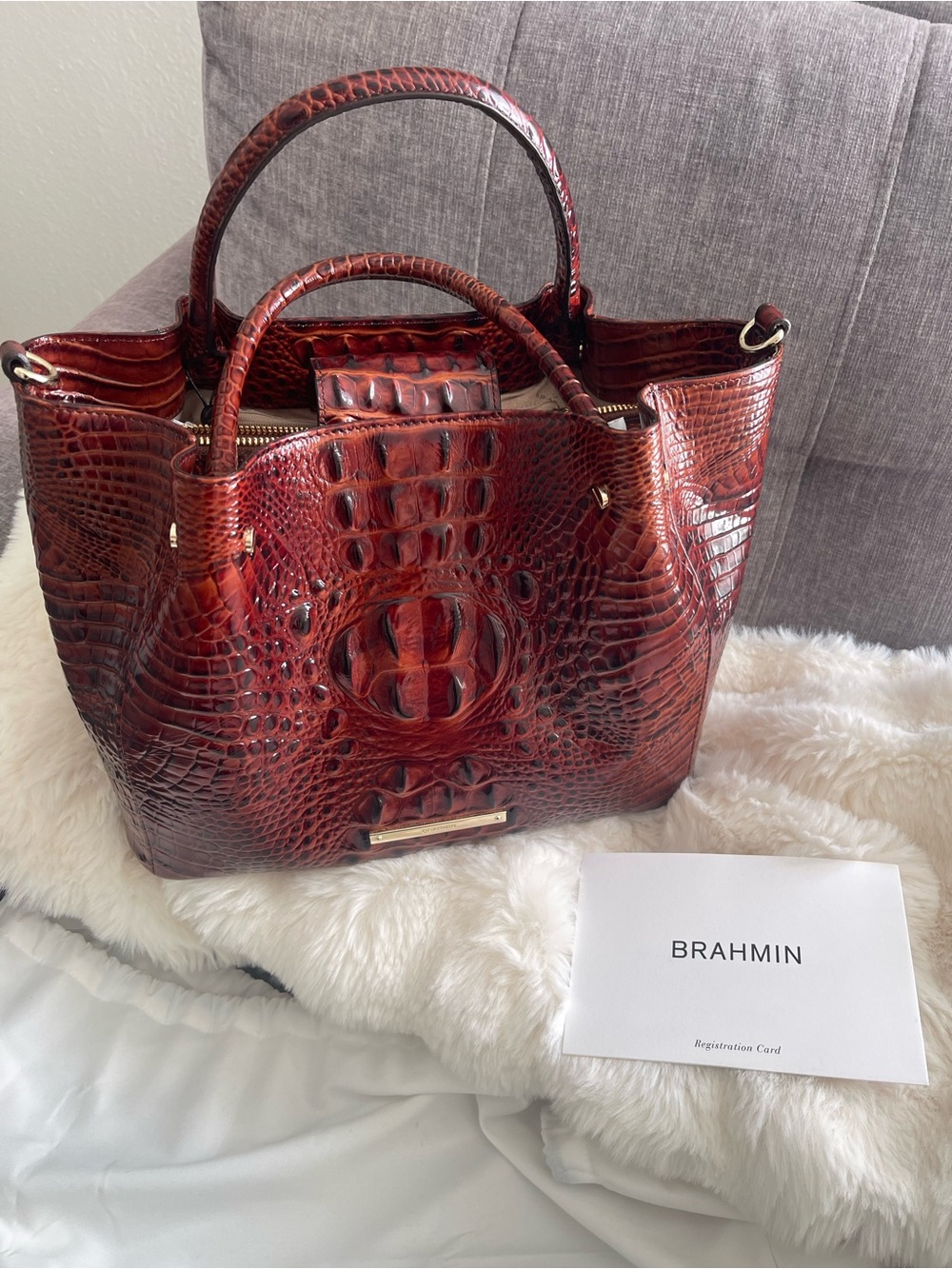 Brahmin Small Mallory pecan Melbourne handbag  genuine leather NWT